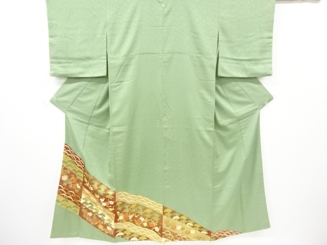 JAPANESE KIMONO / IRO-TOMESODE / EMBROIDERY / KINSAI / PINE & UME